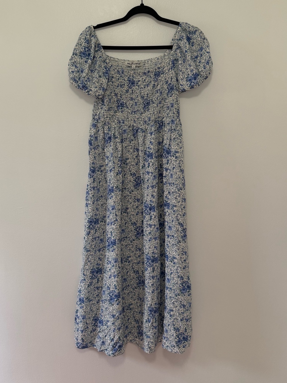 Wallflower Blue Floral Maxi Dress with Puff Sleeves